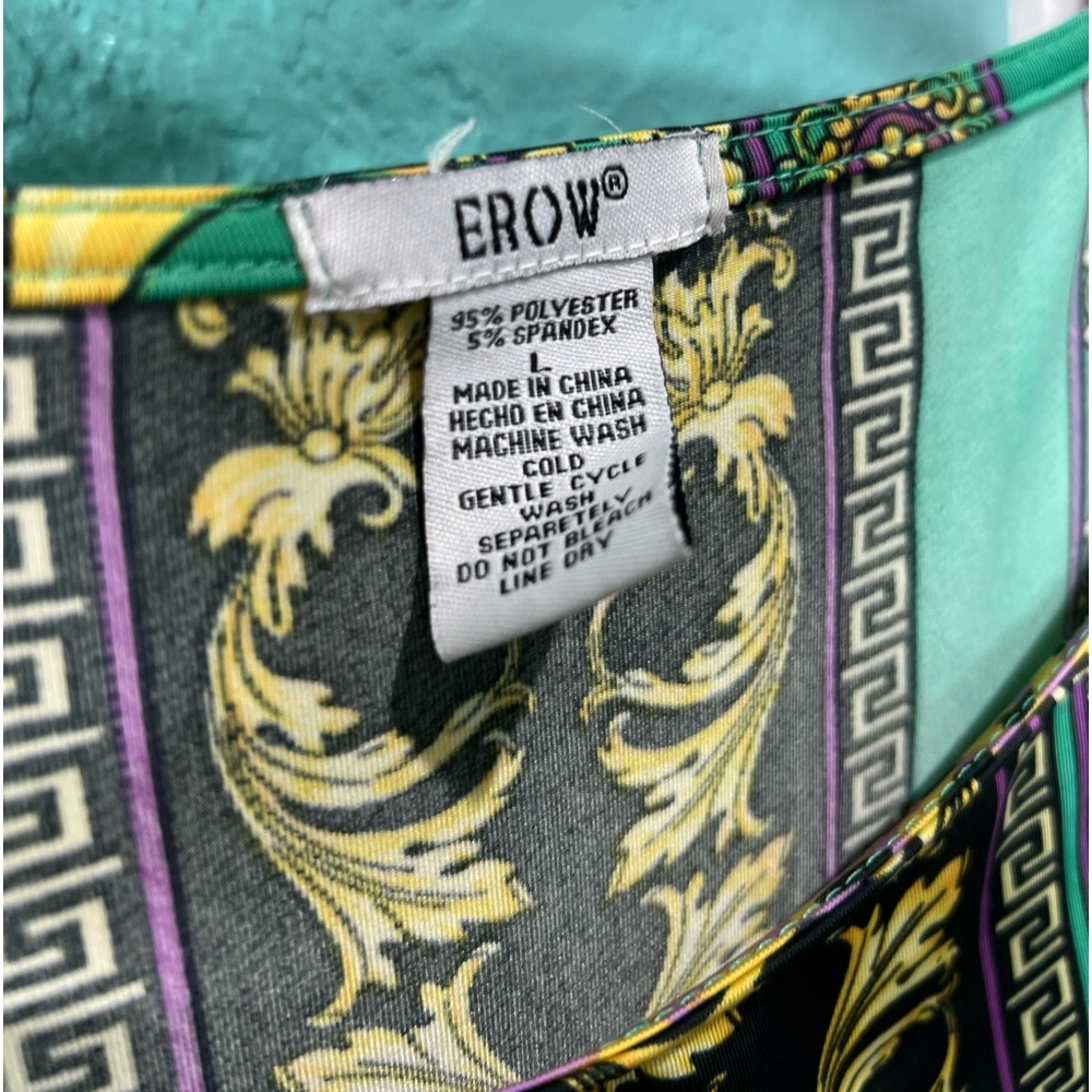 👑✅PRICE FIRM✅ Green Baroque print midi dress tunic - Picture 2 of 8